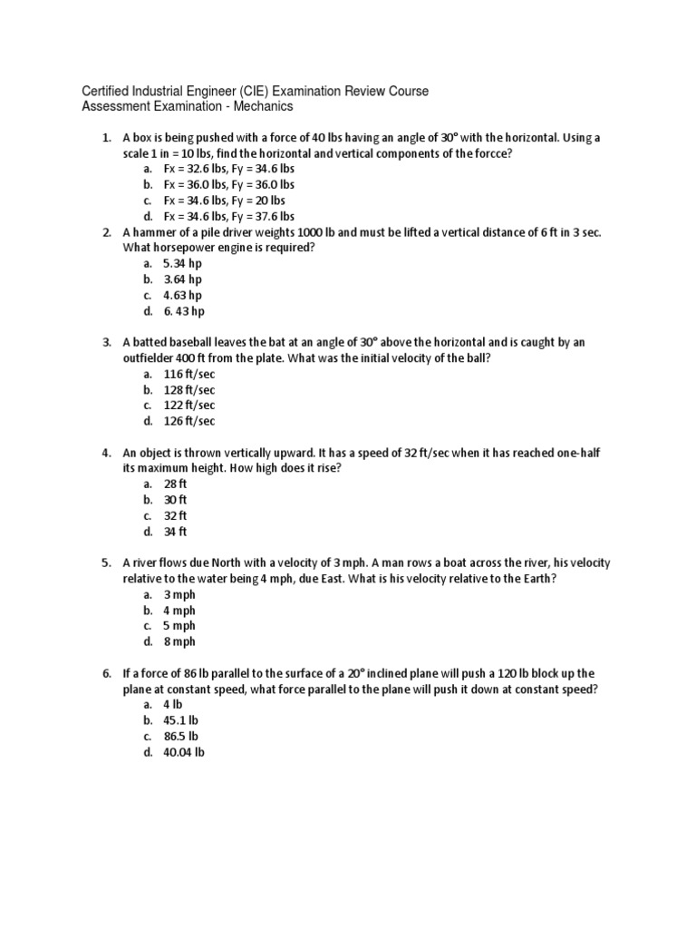 CIE Exam Review: Mechanics Assessment | PDF | Teaching Methods ...