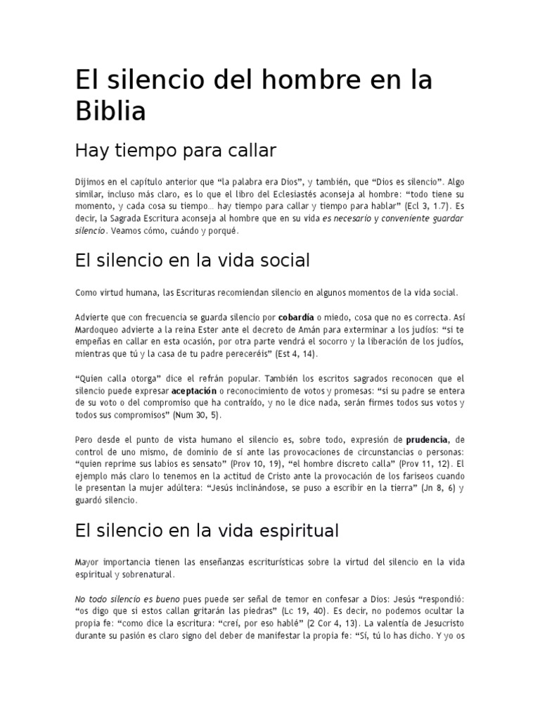 El Silencio del Hombre en la Biblia | PDF | Jesús | Oración