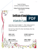 Certificate of Completion: Al Carlo Eric P. Lagumbay