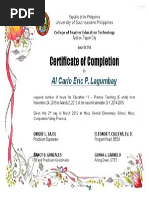 Certificate of Completion