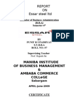 ON Essar Steel LTD: Maniba Institude of Business Management & Ambaba Commerce College