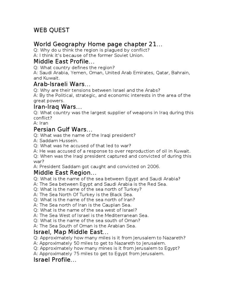 Middle East Geography and Conflicts Overview | PDF | Middle East ...