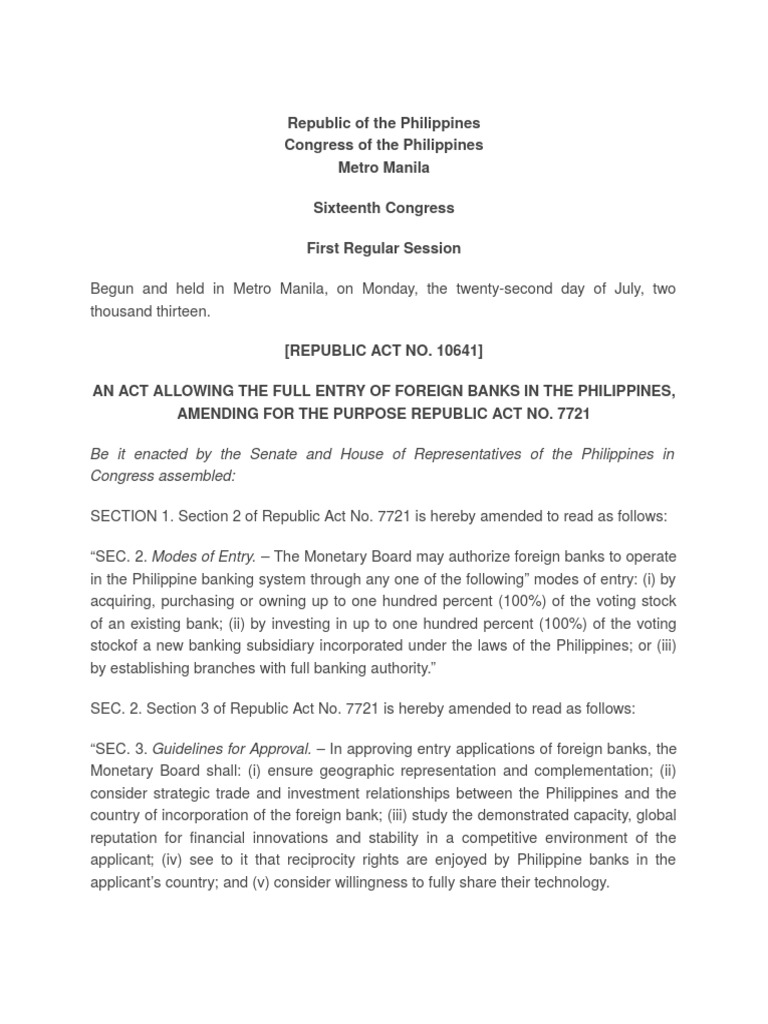 Republic Act 10641 of The Philippines PDF Foreclosure Government