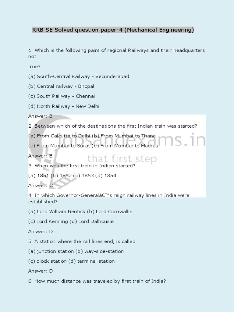 RRB SE Mechanical Engineering Paper 4 | PDF | Gujarat | Mumbai