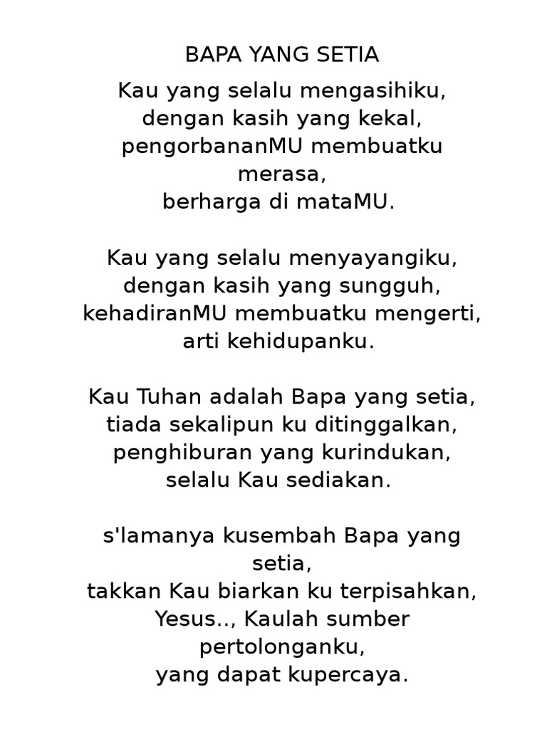 Bapa Yang Setia Pdf