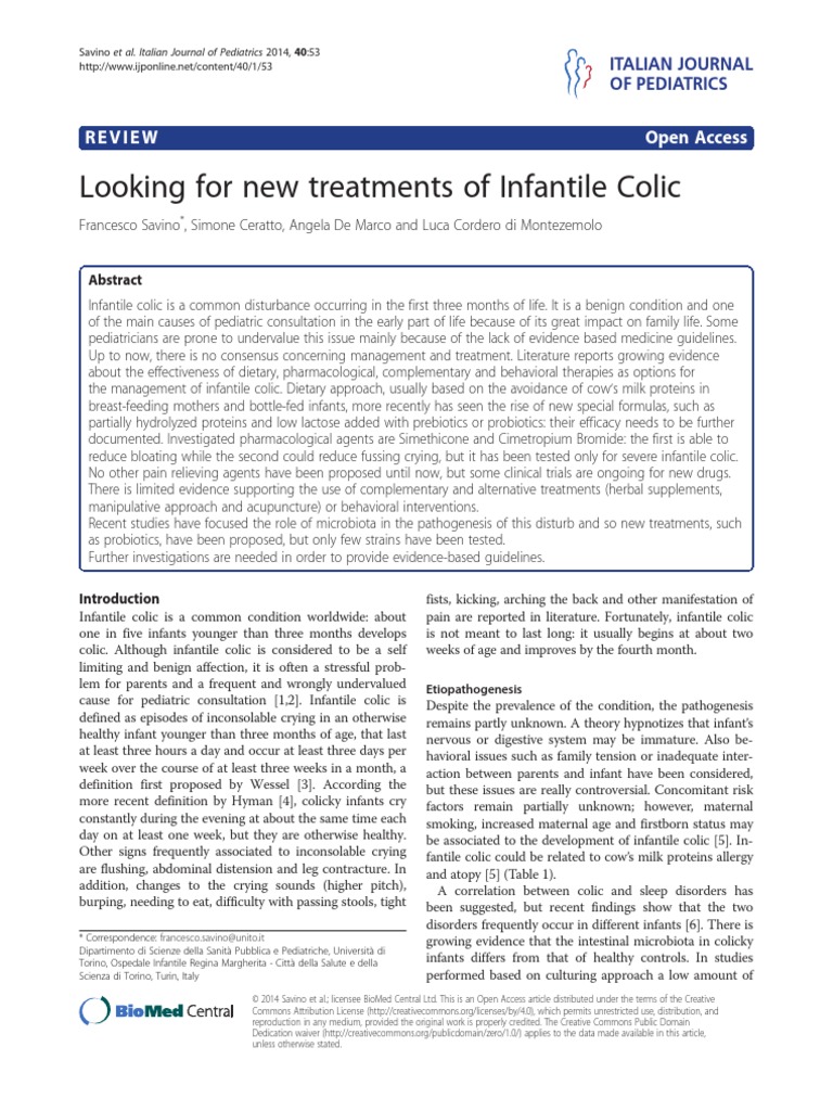 Looking For New Treatments of Infantile Colic Review Open Access PDF Acupuncture Probiotic