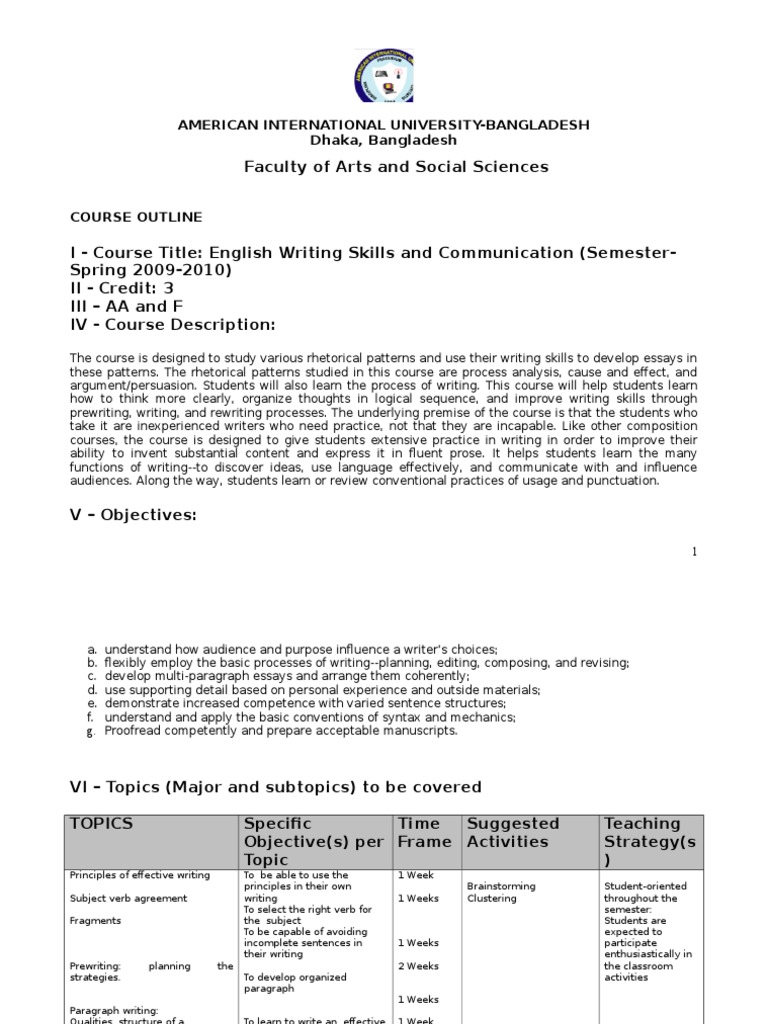 1.2 Course Outline Eng Writing | PDF