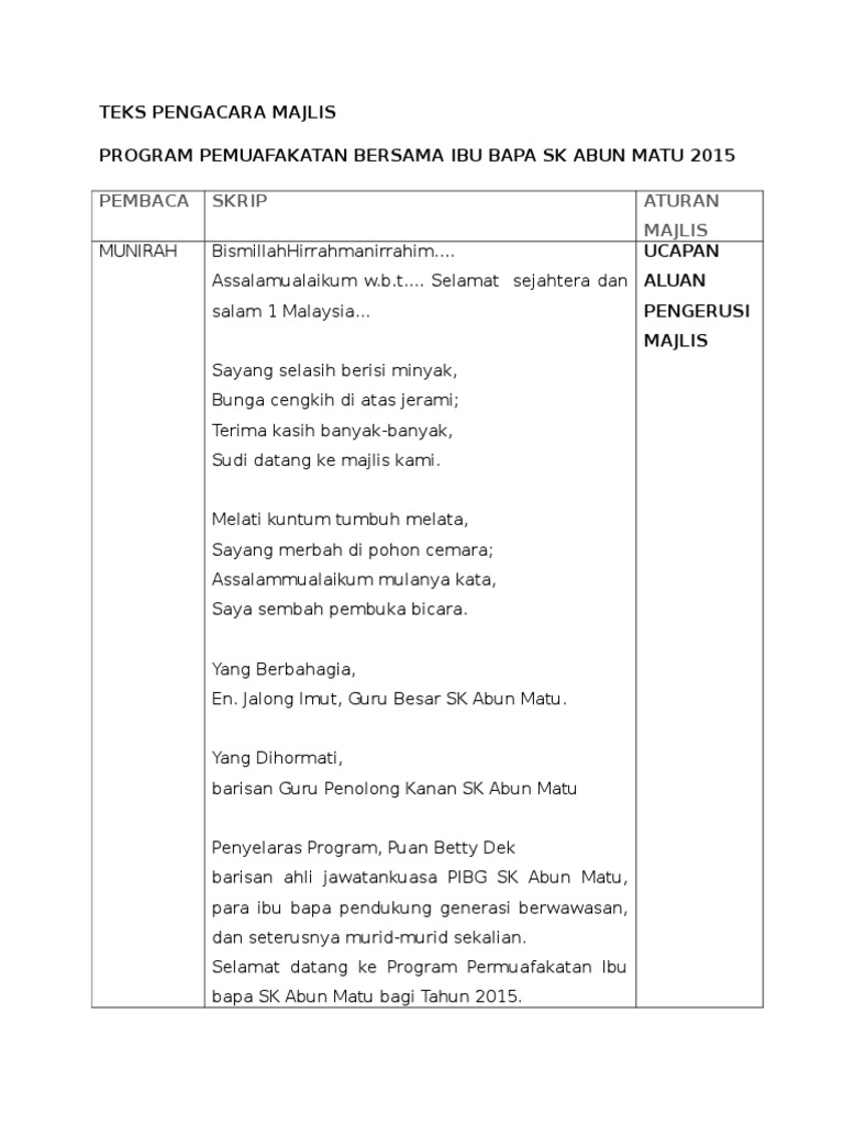 Teks Pengacara Majlis Penutup Dalam Bahasa Arab Masuk Ke Perkarangan