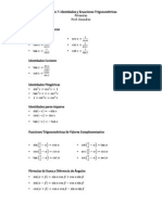 Formulas e Identidades en Trigonometría Analítica