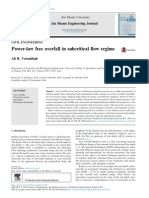 Power-Law Free Overfall in Subcritical Ow Regime: Ain Shams Engineering Journal