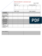 Debates in English Assessment Grid in English