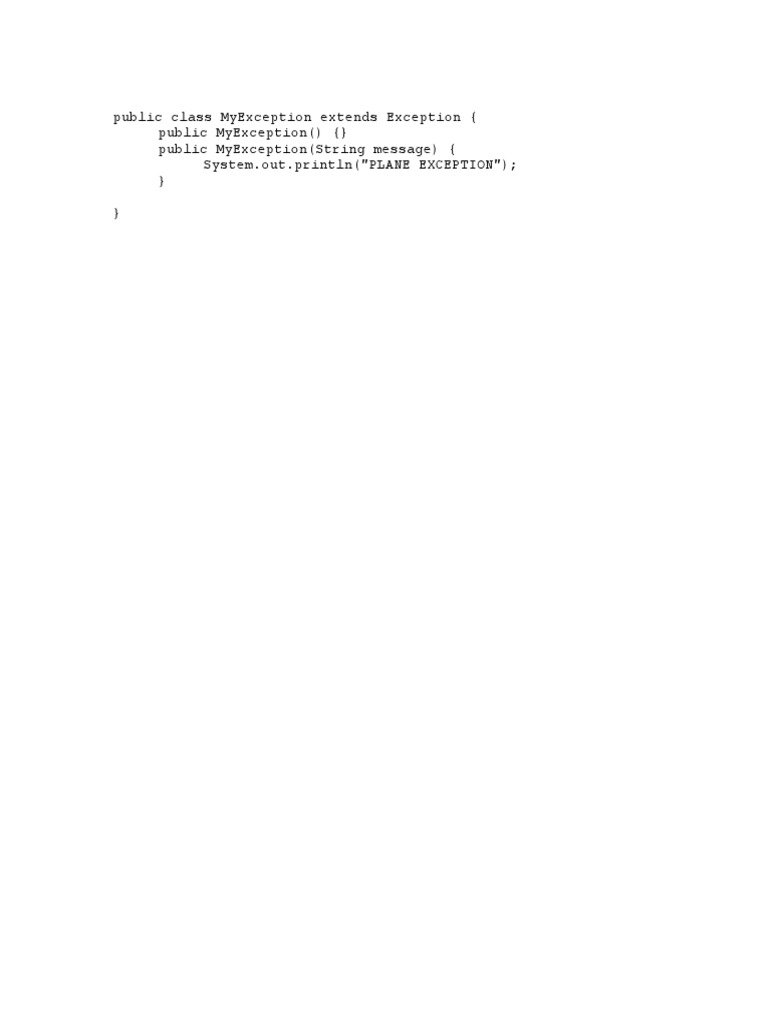 Public Class Myexception Extends Exception (Public Myexception Public ...