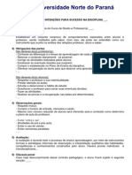 Contrato de Intenções para Sucesso Na Disciplina.