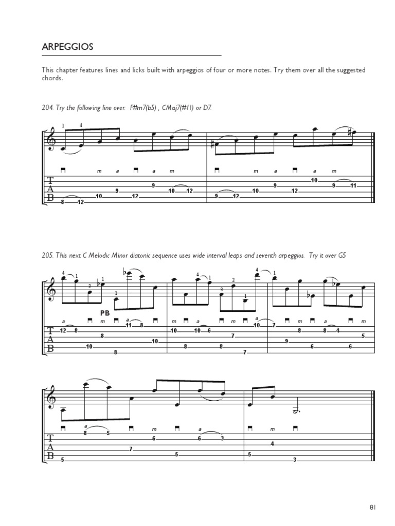 Arpeggio Lines and Licks for Guitar | PDF