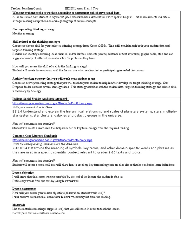 Lesson Plan 2 | PDF | Lesson Plan | Educational Assessment