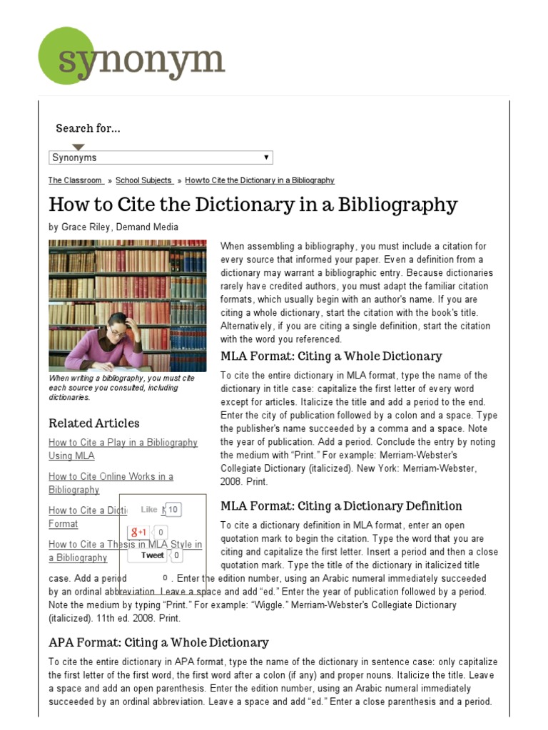 How To Cite The Dictionary in A Bibliography | PDF | Citation | Dictionary