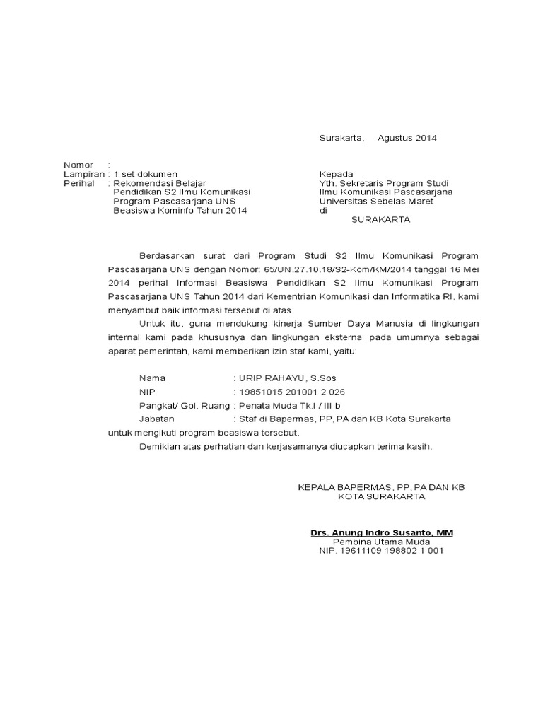 Contoh Surat Rekomendasi S2 Luar Negeri - Kumpulan Surat Penting
