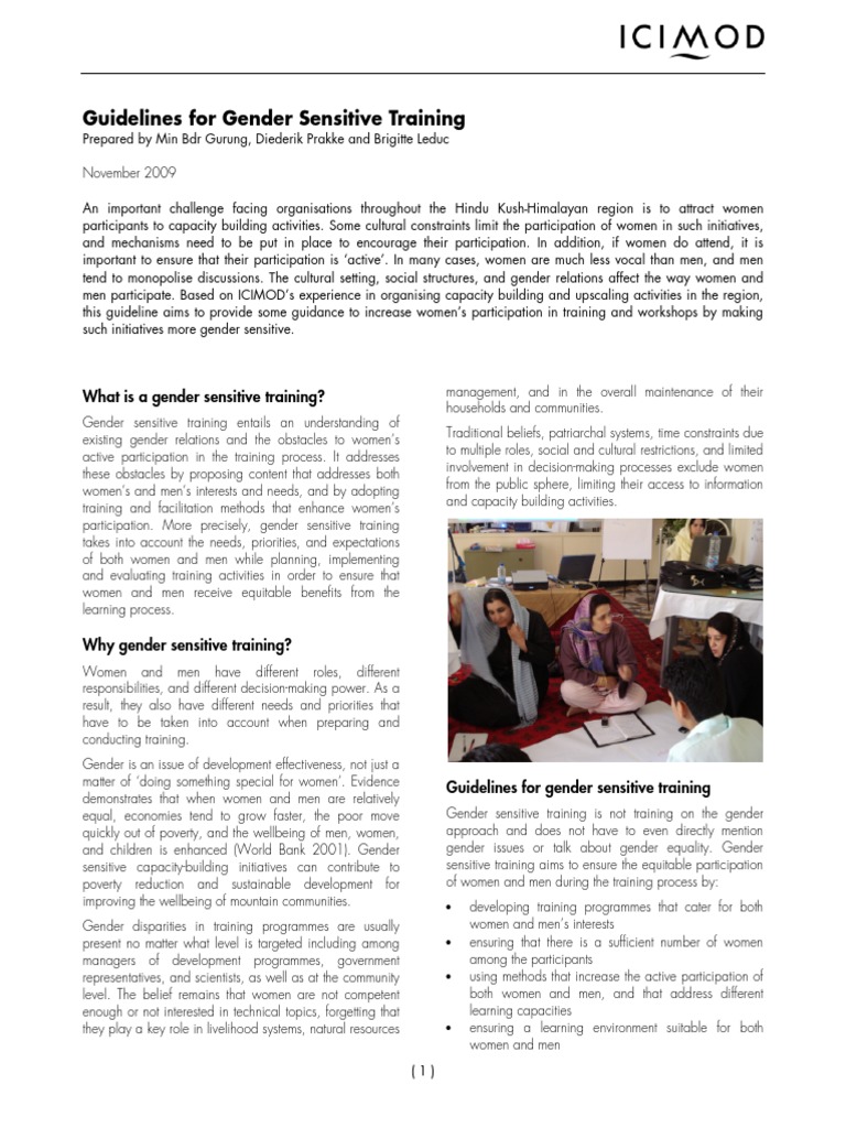 Guidelines For Gender Sensitive Training | PDF