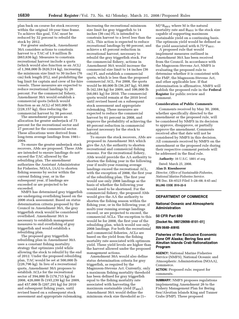Proposed Rule: Fisheries of The Exclusive Economic Zone Off Alaska ...