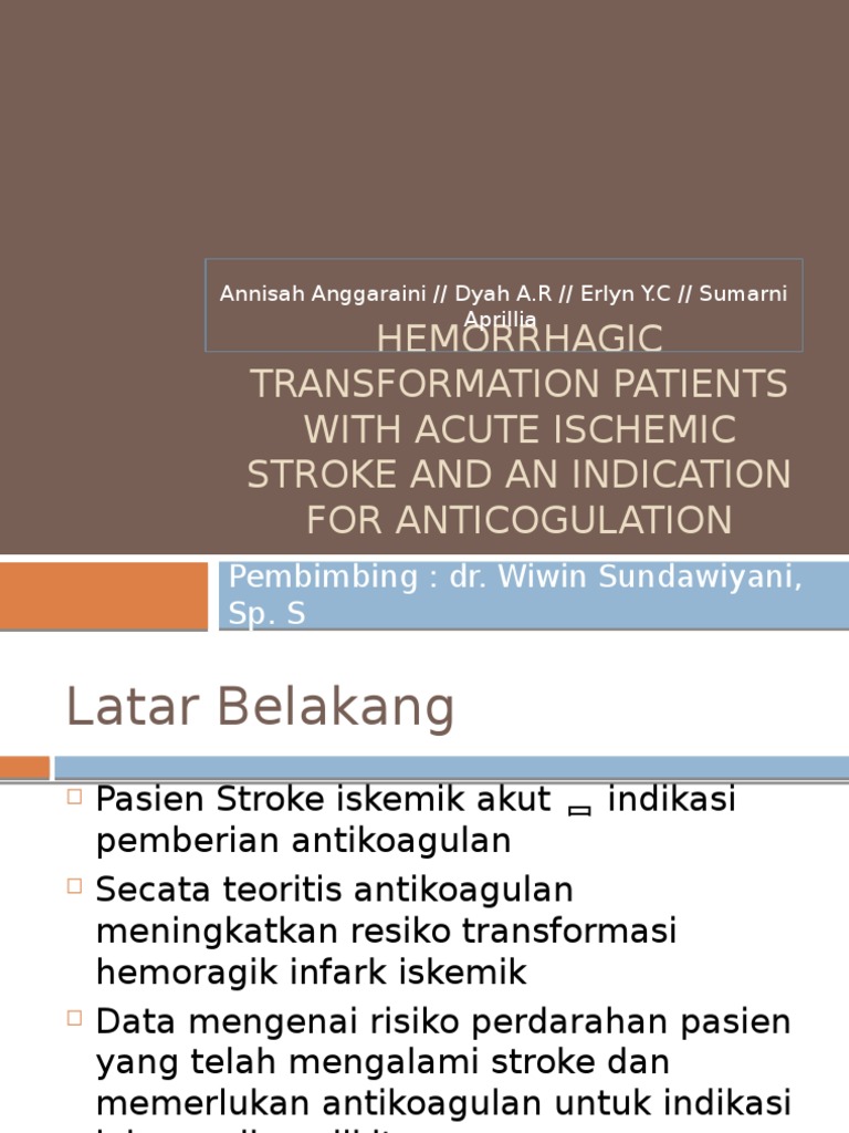 Hemorrhagic Transformation Patients With Acute Ischemic Stroke and | PDF