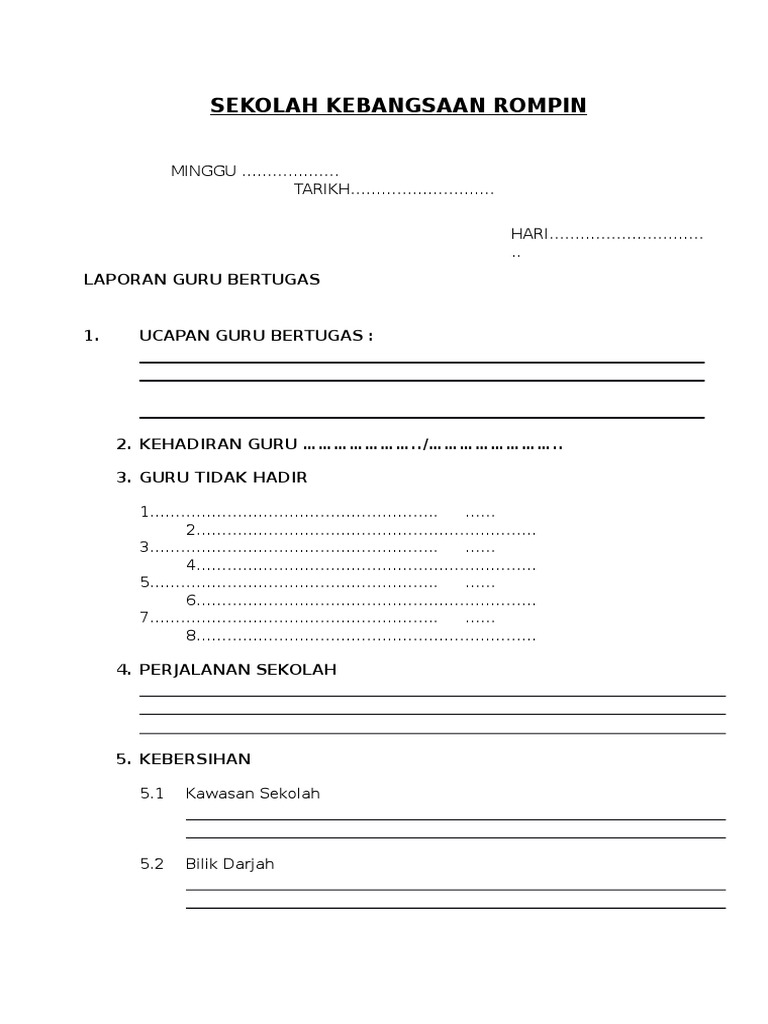Buku Laporan Guru Bertugas Harian