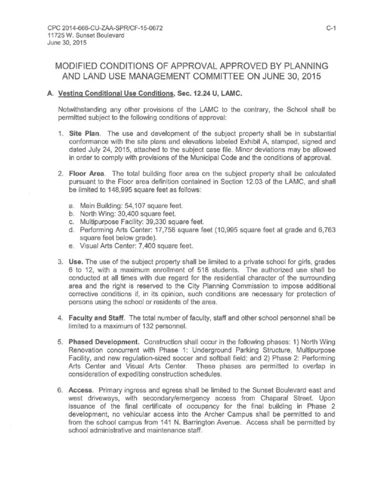 20150630 Archer School Conditional Use Permit As Approved by The PLUM