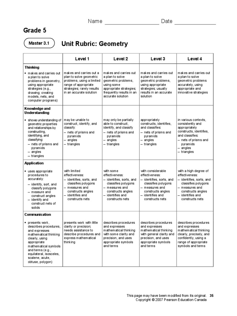Geometry rubrics.pdf Triangle Angle