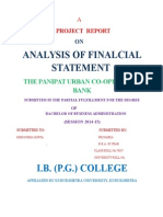 Analysis of Panipat Co-operative Bank's Financial Statements