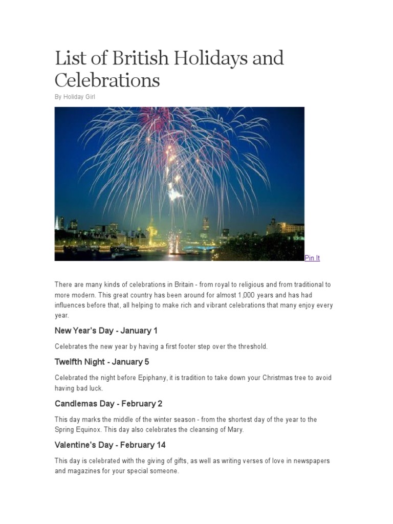List of British Holidays and Celebrations | Pentecost | Christmas ...