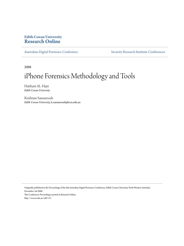 Iphone Forensics Methodology and Tools | PDF | I Phone | Flash Memory