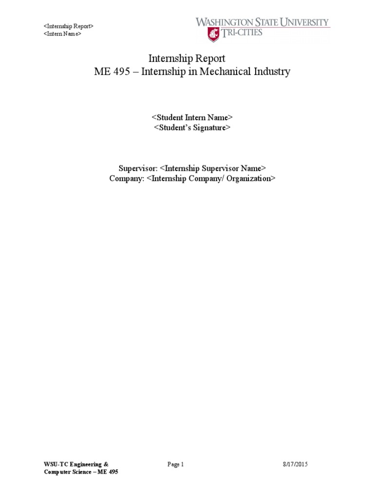 Internship Report ME 495 - Internship in Mechanical Industry | PDF ...