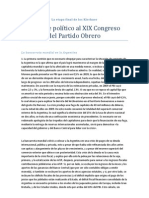 Informe político al XIX congreso del Partido Obrero (la etapa final de los Kirchner)