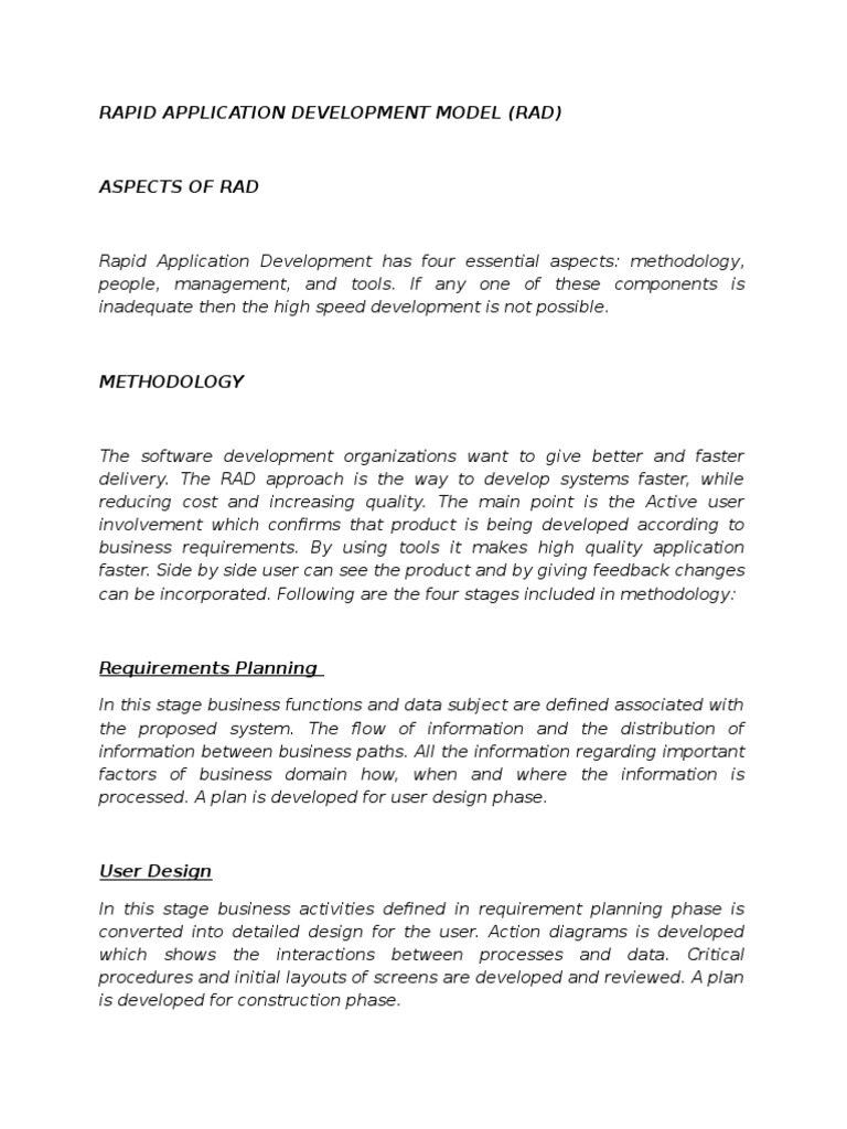 Rapid Application Development Model (Rad) | PDF | Business | Computers