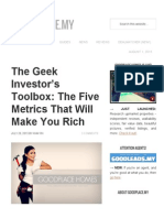 The Geek Investor's Toolbox - The Five Metrics That Will Make You Rich - GoodPlace
