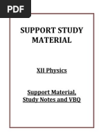 XII Physics Support Material Study Notes and VBQ 2014 15