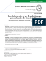 Conocimiento Sobre El Uso de Antibioticos Por El Personal Medico