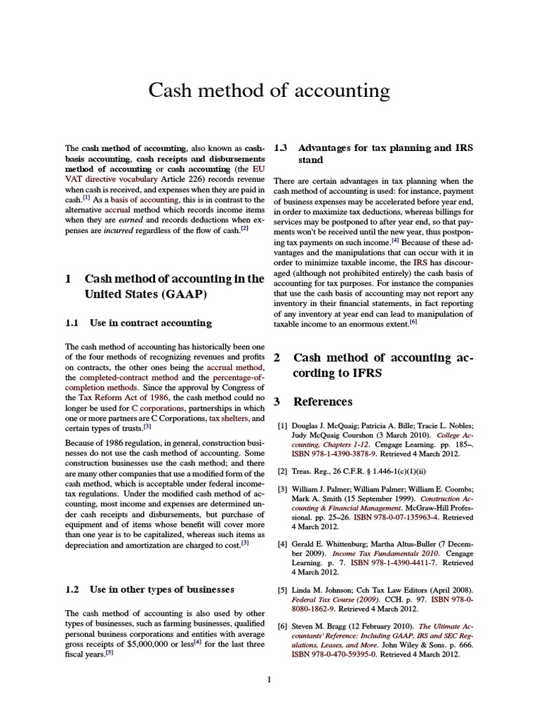 Cash Method of Accounting | PDF | Government Finances | Payments