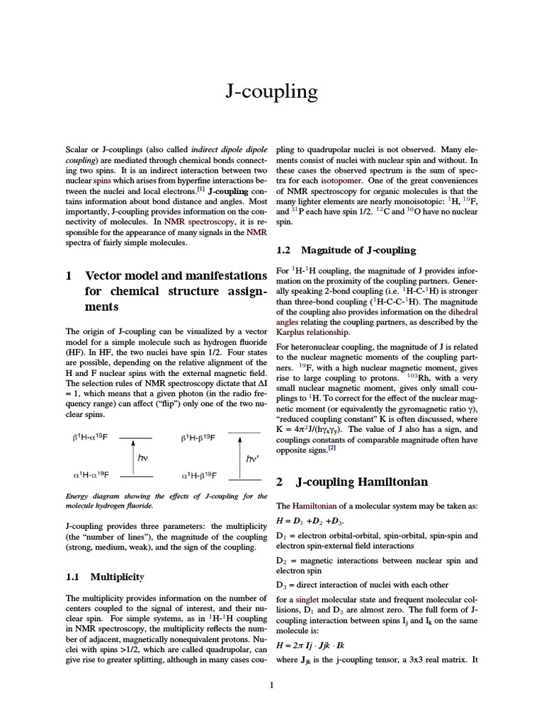 J Coupling Nuclear Resonance Biophysics