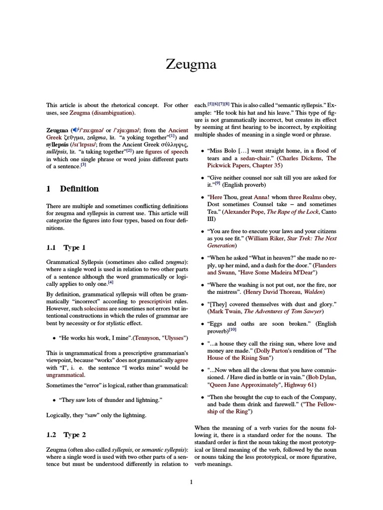 Zeugma Linguistics Syntax