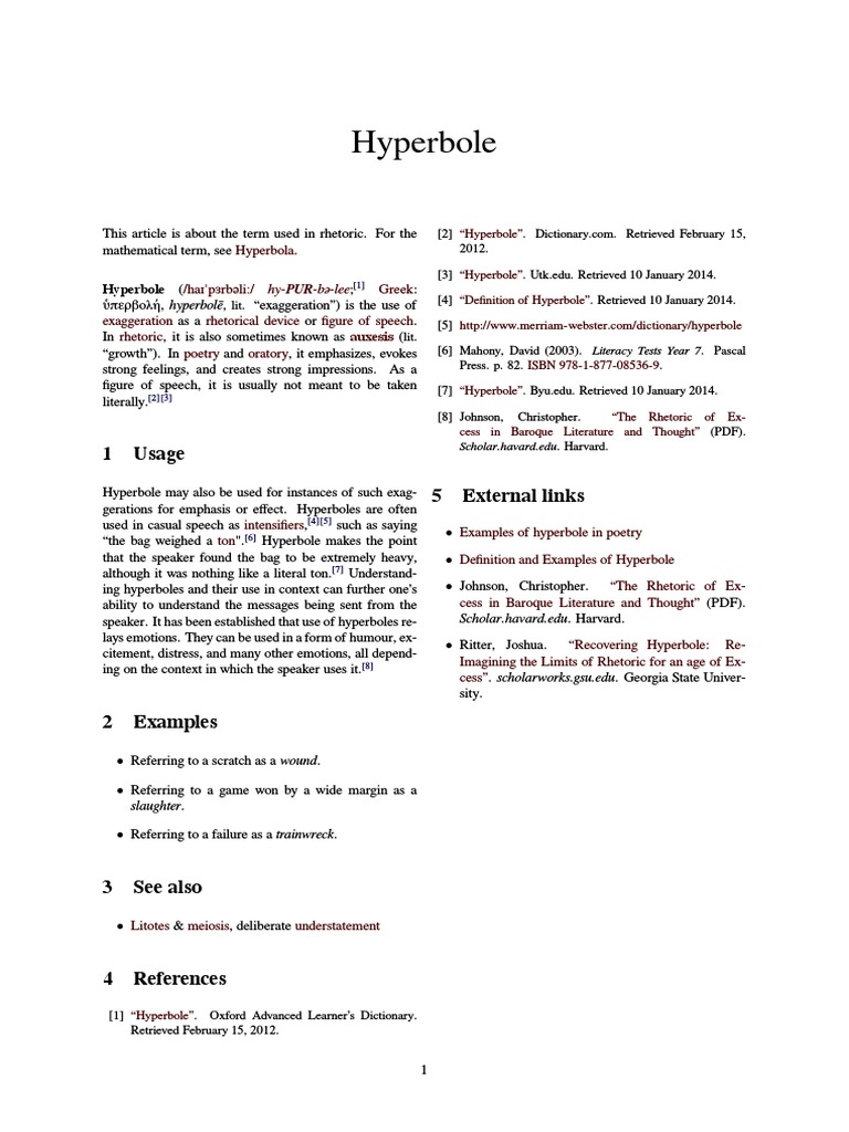 Hyperbole  Poetic Devices  Applied Linguistics