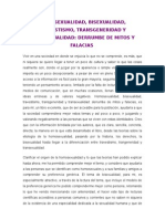 Reflexión. Homosexualidad, Bisexualidad, Travestismo... 