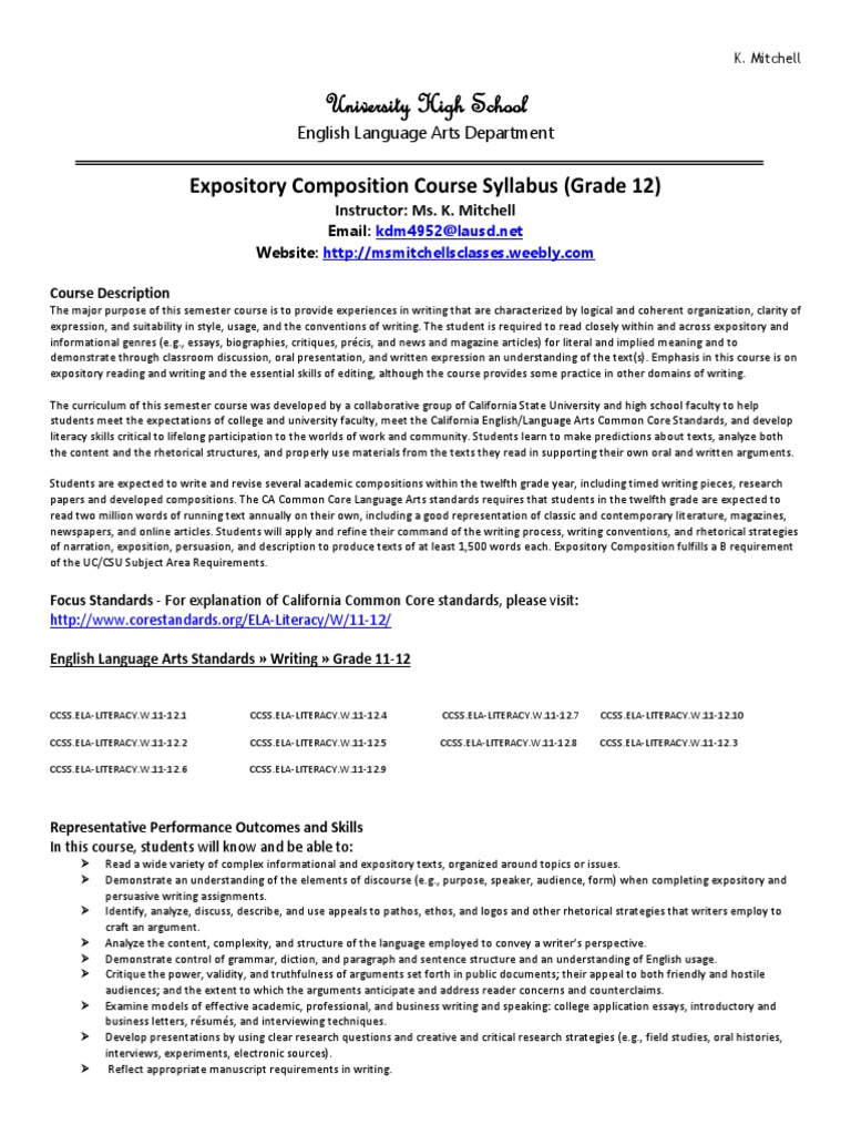 2015 Expository Composition Syllabus Rhetoric Curriculum