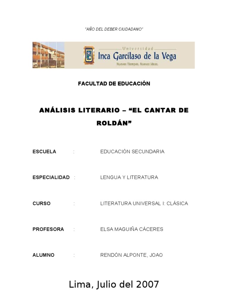 Análisis Literario - El Cantar de Roldán