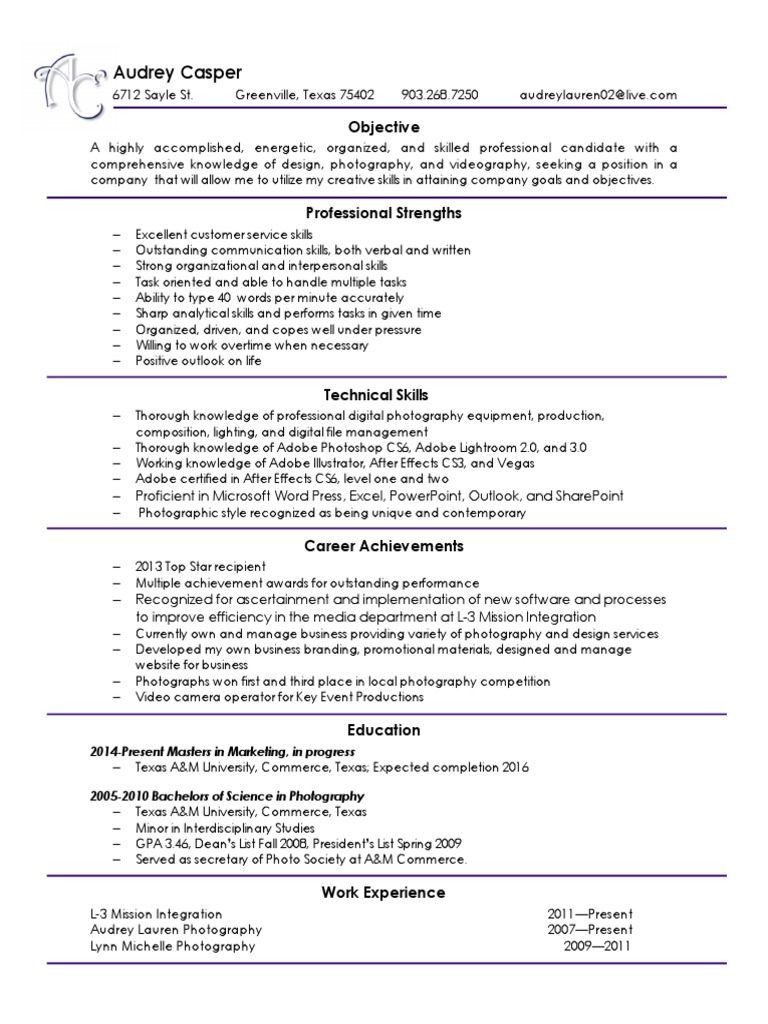 Creative Professional Resume: Photography & Design | PDF | Career & Growth