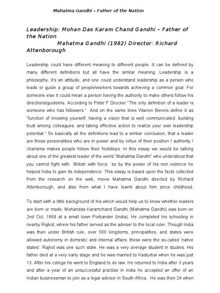 Mahatma Gandhi: Leadership and Legacy | PDF | Charisma | Mahatma Gandhi