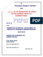 “Analysis of Marketing of Pepsi in the Market With Its Competitors”