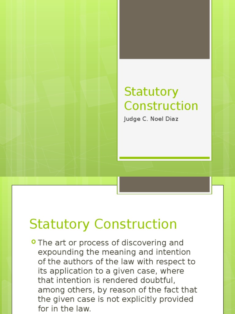 Statutory Construction PDF Statutory Interpretation