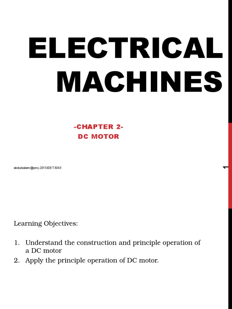 Electrical Machines-Ch2-Dcmotor | PDF | Electric Motor | Magnetic Field