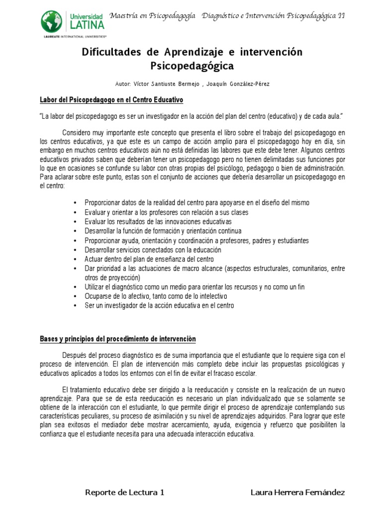 1 Dificultades de Aprendizaje e Intervencion Psicopedagógica | PDF ...