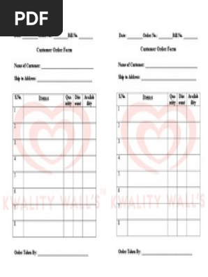 Customer Order Form